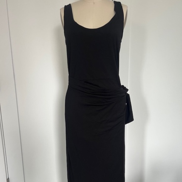 Vince Scoop Neck Wrap Black Tank Dress - Picture 1 of 6